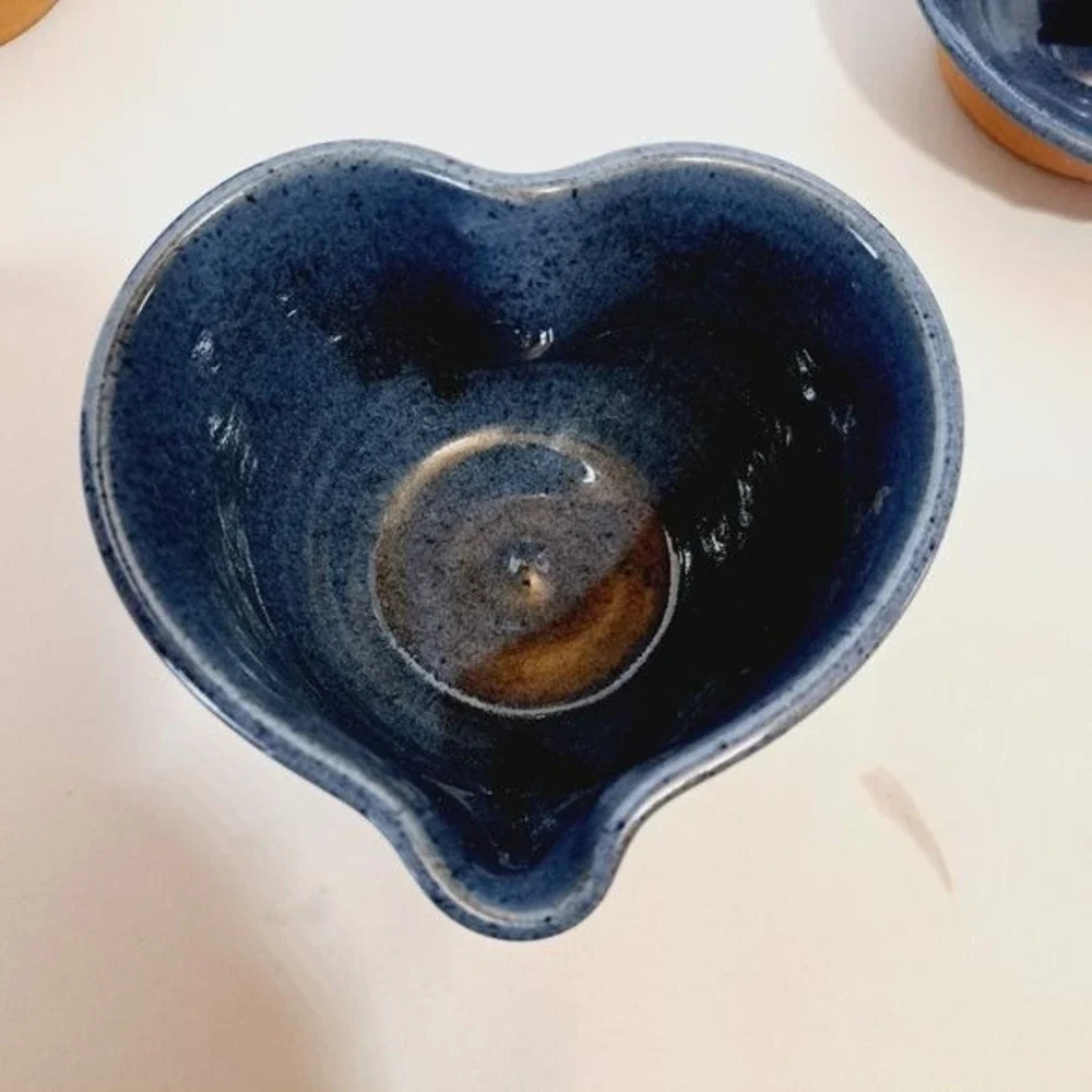 Bob Douglass Pottery Set  Blue Vintage Handmade Pitcher Bowl Candle